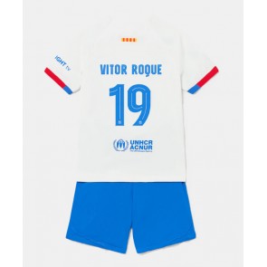 Barcelona Vitor Roque #19 Udebanesæt Børn 2023-24 Kort ærmer (+ korte bukser)